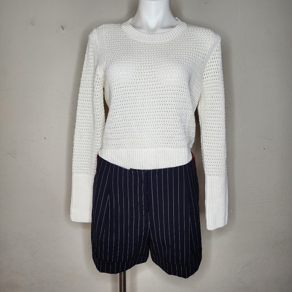 Rag & Bone Jess High Rise Loose Fit Navy Pinstripe Shorts Size 6 Runs Large - Picture 6 of 15